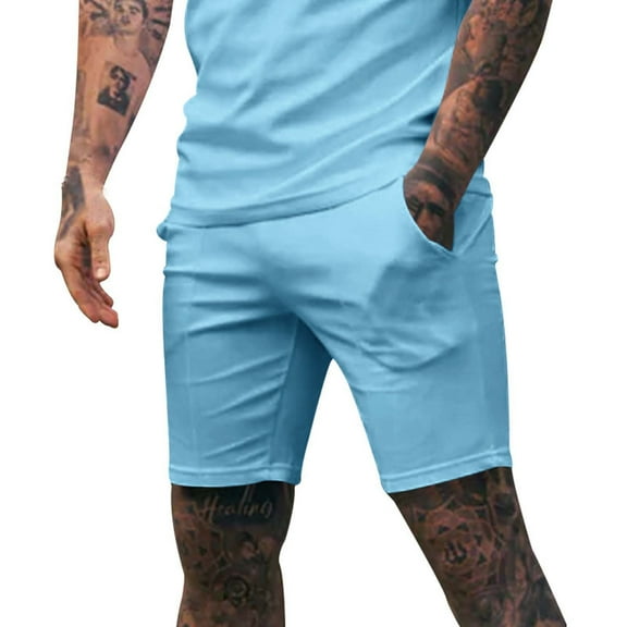 Mens Shorts Qiggri Man Fashion Leisure Versatile Motion Solid Color Pocket Elastic Waist Shorts Mens Shorts Casual