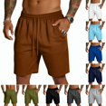thumbnail image 1 of Mens Shorts Quick Dry Gym Drawstring Elastic Waist Shorts Athletic Workout Sports Lightweight Running Shorts with Zip Pockets Brown XL, 1 of 5