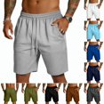 thumbnail image 1 of Mens Shorts Quick Dry Gym Drawstring Elastic Waist Shorts Athletic Workout Sports Lightweight Running Shorts with Zip Pockets Light Gray L, 1 of 5