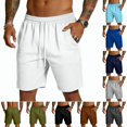 thumbnail image 1 of Mens Shorts Quick Dry Gym Drawstring Elastic Waist Shorts Athletic Workout Sports Lightweight Running Shorts with Zip Pockets White L, 1 of 3