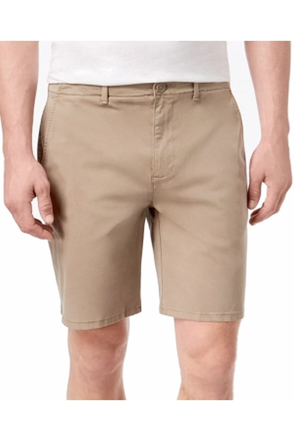 Mens Shorts Sateen Flat Front Zip-Fly Chinos Stretch 38