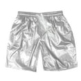 thumbnail image 1 of Mens Shorts Sexy Metallic Shiny Sparkly Hot Drawstring Pockets Walkshorts Cargo Bermuda Silver Short Pants Sizes XL, 1 of 6