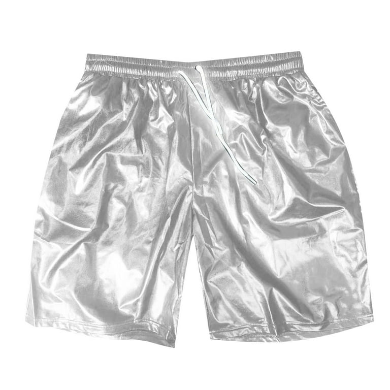 Mens Shorts Sexy Metallic Shiny Sparkly Hot Drawstring Pockets