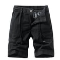 thumbnail image 1 of Mens Shorts Solid Color Straight Buttons Zipper Elastic Cargo Pants Multi Pockets Casual Half Trunks Beach Shorts,Black 36, 1 of 3