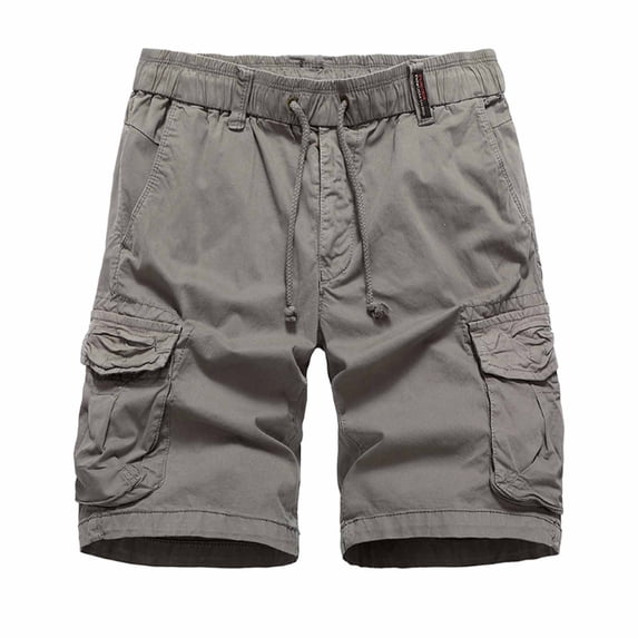 Mens Shorts Sports Elastic Waist Multi-Pockets Relaxed Summer Shorts Pants Cargo Shorts for Men Gray M