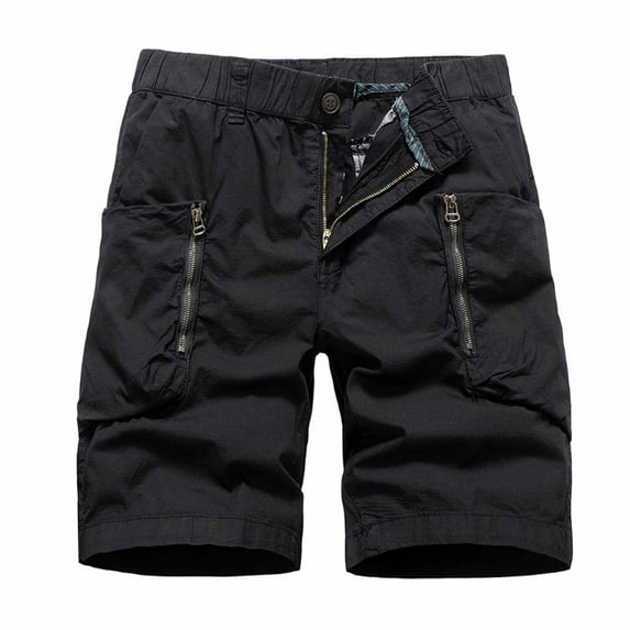 Mens Shorts Sports Elastic Waist Multi-Pockets Relaxed Summer Shorts Pants Shorts for Men Black XL