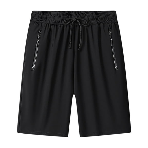 Mens Shorts Sports Solid Color Shorts Outdoor Casual Shorts Black M