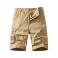 thumbnail image 1 of Mens Shorts Stretch Cargo Shorts Button Classic Casual Summer Short with Multi Pockets Khaki XXXXL, 1 of 5