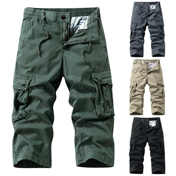 Mens Shorts Stretch Cargo Shorts Casual Drawstring Classic Summer Short With Multi Pockets Beach Shorts