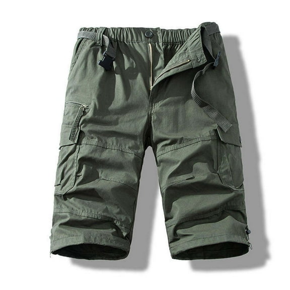 Mens Shorts Stretch Cargo Shorts Casual Zipper Classic Summer Short with Multi Pockets Army Green XXXXXL