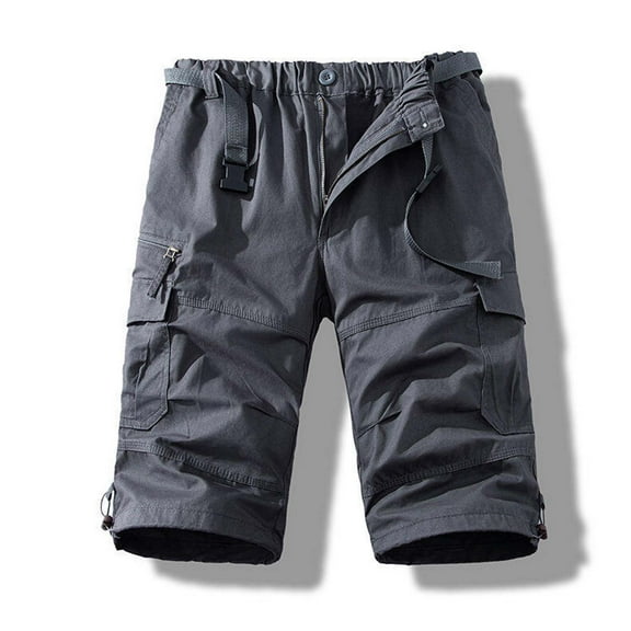 Mens Shorts Stretch Cargo Shorts Casual Zipper Classic Summer Short with Multi Pockets Dark Gray XXXXL