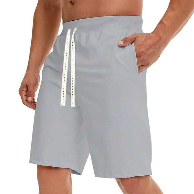 Mens Shorts Summer Casual Athletic Beach Solid Drawstring Sports