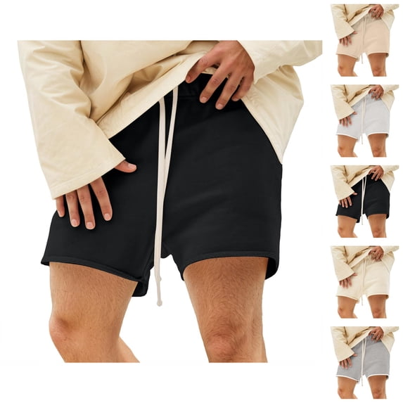Mens Shorts Summer Casual Soft Lightweight Elastic Waist Wide Straight Leg Relaxed Fit Shorts with Pockets