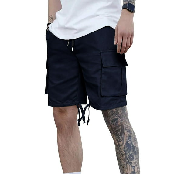 ZKCCNUK Mens Shorts Summer Casual Solid Color Pockets Drawstring Elastic Waist and Comfortable Shorts Cargo Pant S-3XL