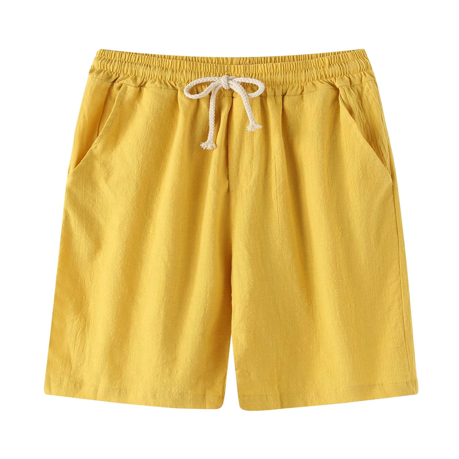 Mens yellow cotton shorts clearance