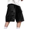 thumbnail image 1 of Mens Shorts Summer Loose Straight Leg Casual Pocket Denim Short Pants for Men Black, 1 of 7