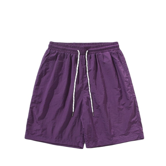 Mens Shorts Summer Outdoors Casual Drawstring Printing Sport Shorts Pants Shorts for Men Purple L