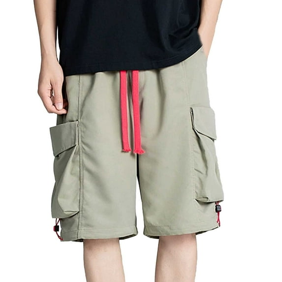 Mens Shorts Summer Solid Color Stylish Cargo Casual Large Pocket Gym Shorts Men Outwear,Green,L