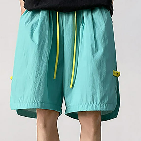 Mens Shorts Wide-Leg Style Solid Color Drawstring Pocket Drying Casual Work Shorts. Casual Shorts Men Sky Blue 5XL