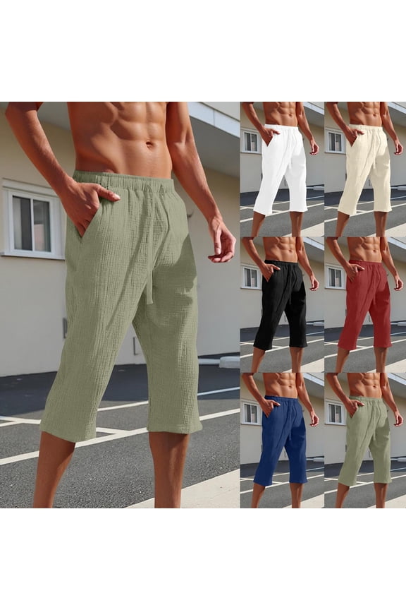 Mens Shorts with Pockets Plus Size Elastic Waist Solid Color Lightweight Outdoor Work Capris for Men Travel Golf Camping Gifts for Men Wine M