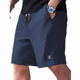 thumbnail image 1 of Mens Shorts with Pockets and Drawstring Jacquard Texture Casual Men's Shorts Waffle Knit Short, Navy Blue, 2XL, 1 of 7