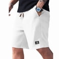 thumbnail image 1 of Mens Shorts with Pockets and Drawstring Jacquard Texture Casual Men's Shorts Waffle Knit Short, White, S, 1 of 5