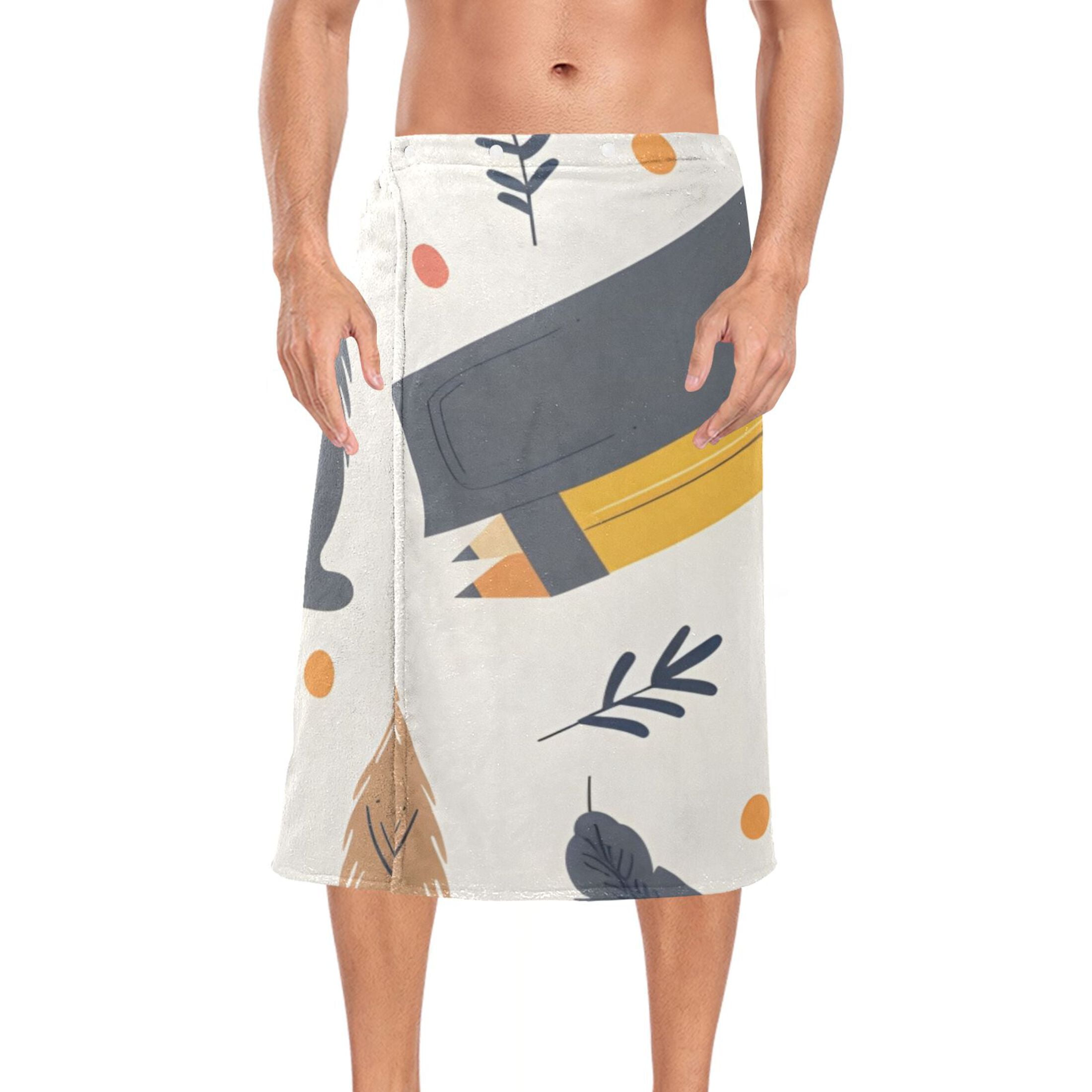 Mens Shower Wrap Adjustable Bath Wrap Towel 60”x28” Body Towels for Gym