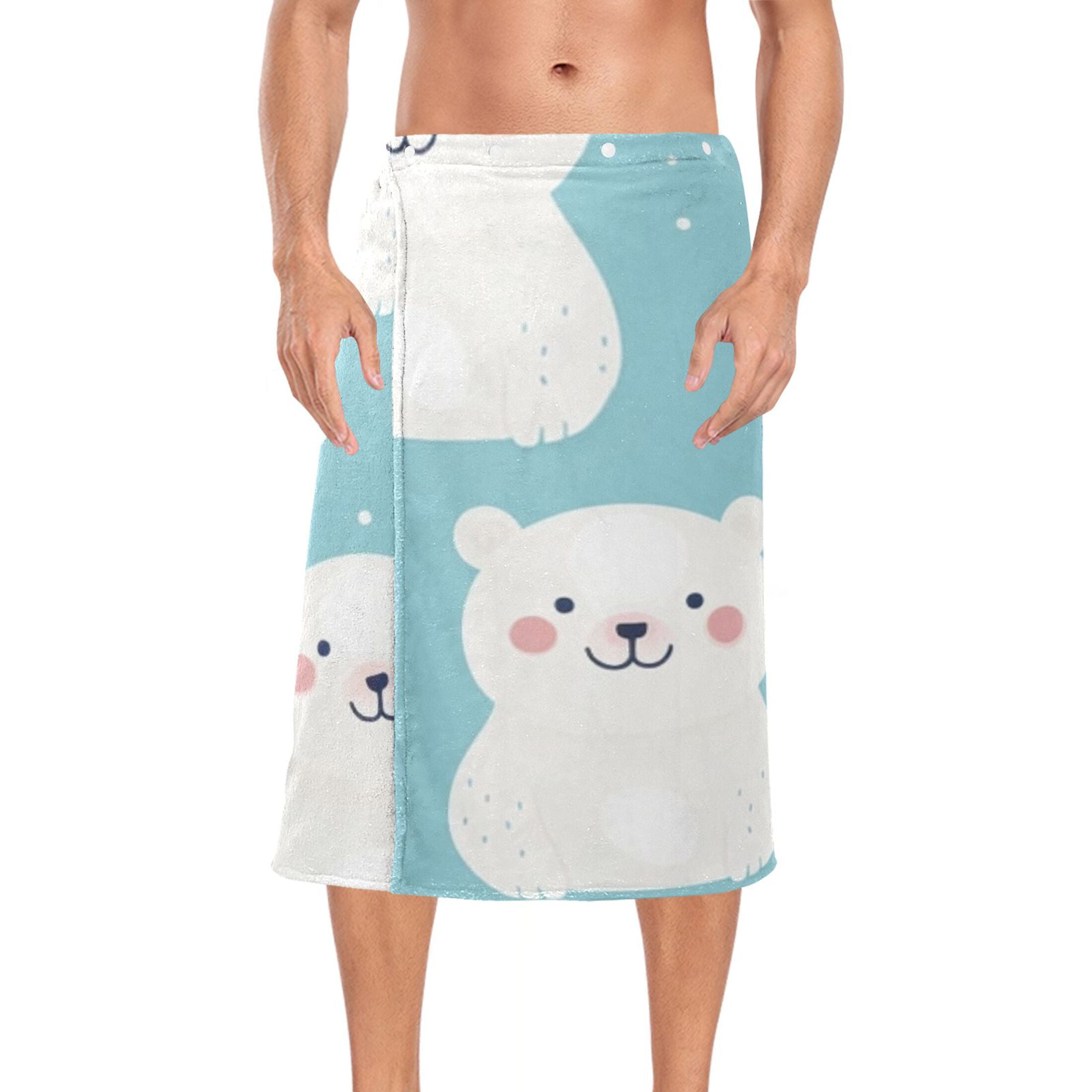 Mens Shower Wrap Adjustable Bath Wrap Towel 60”x28” Body Towels for Gym