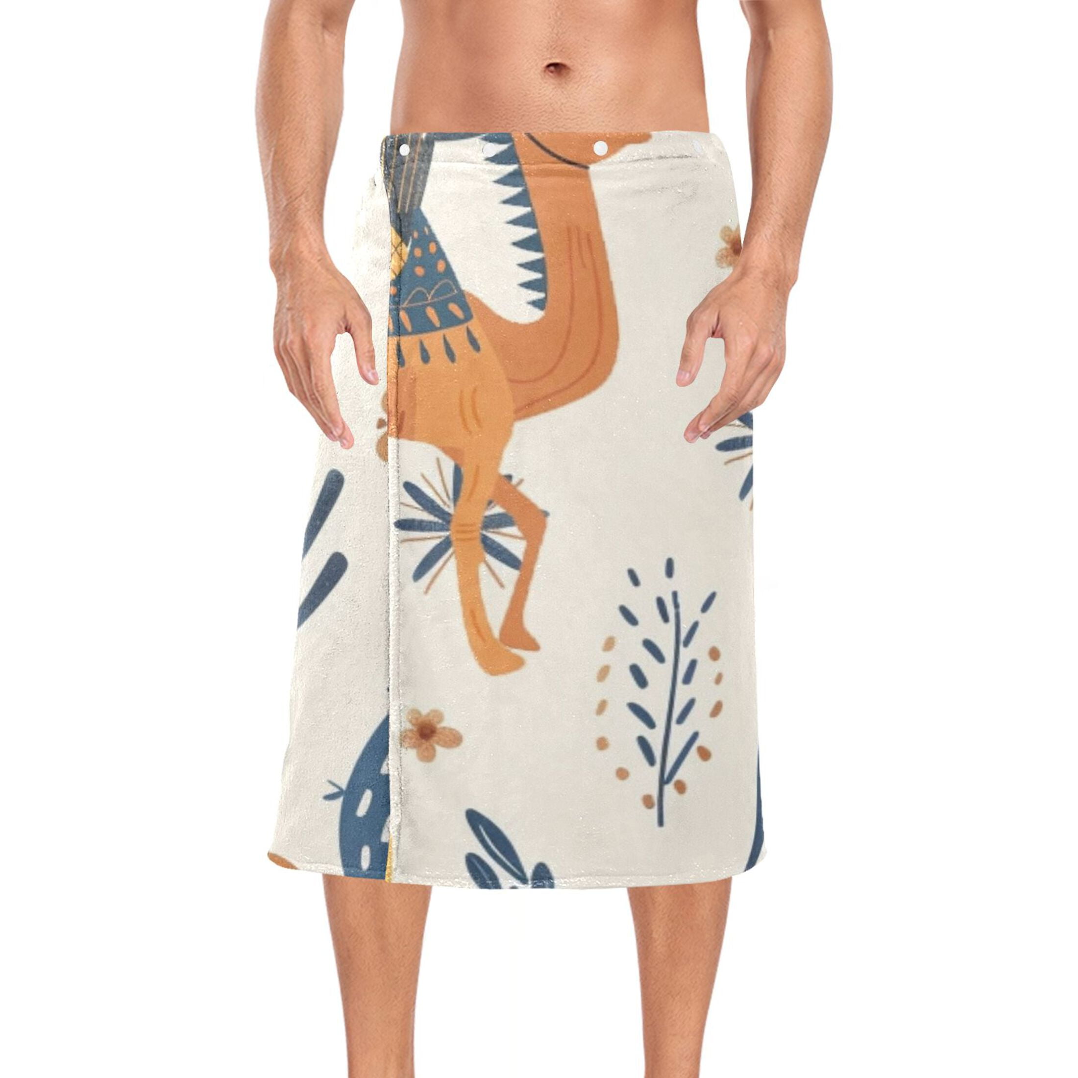 Mens Shower Wrap Adjustable Bath Wrap Towel 60”x28” Body Towels for Gym