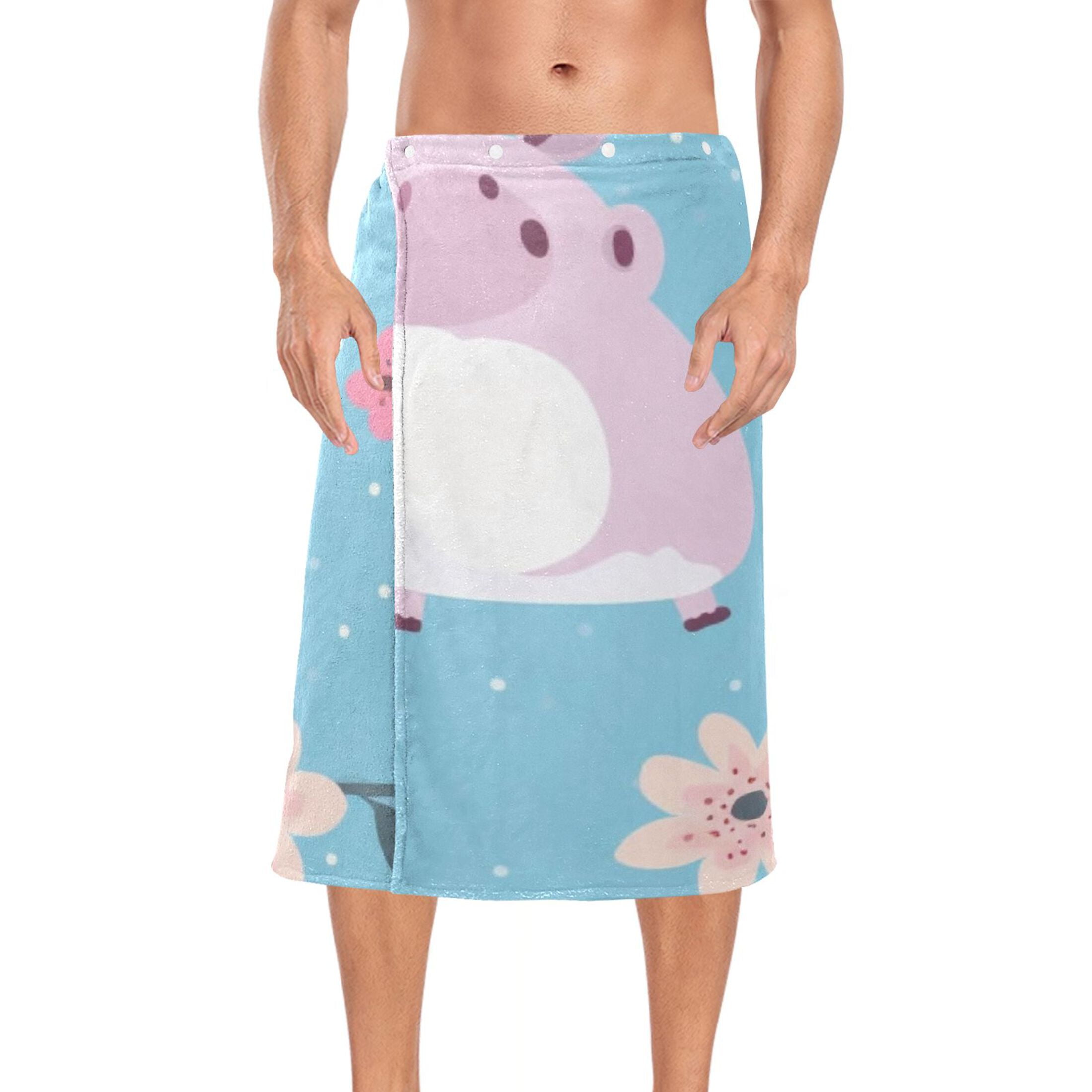 Mens Shower Wrap Adjustable Bath Wrap Towel 60”x28” Body Towels for Gym