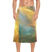 Mens Shower Wrap Adjustable Bath Wrap Towel 60”x28” Body Towels for Gym Shower Sauna Spa Glowing Lights and Swirls