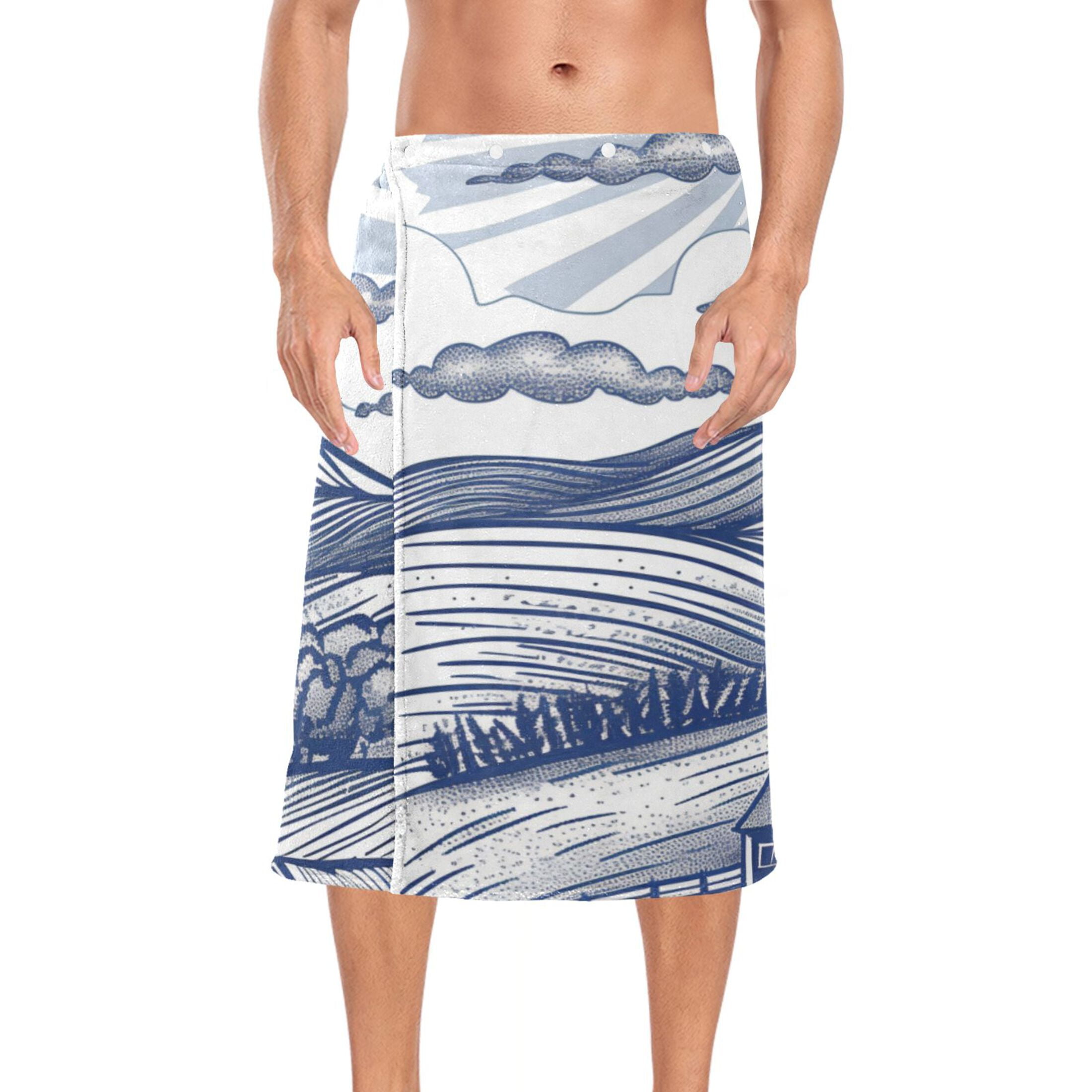 Mens Shower Wrap Adjustable Bath Wrap Towel 60”x28” Body Towels for Gym