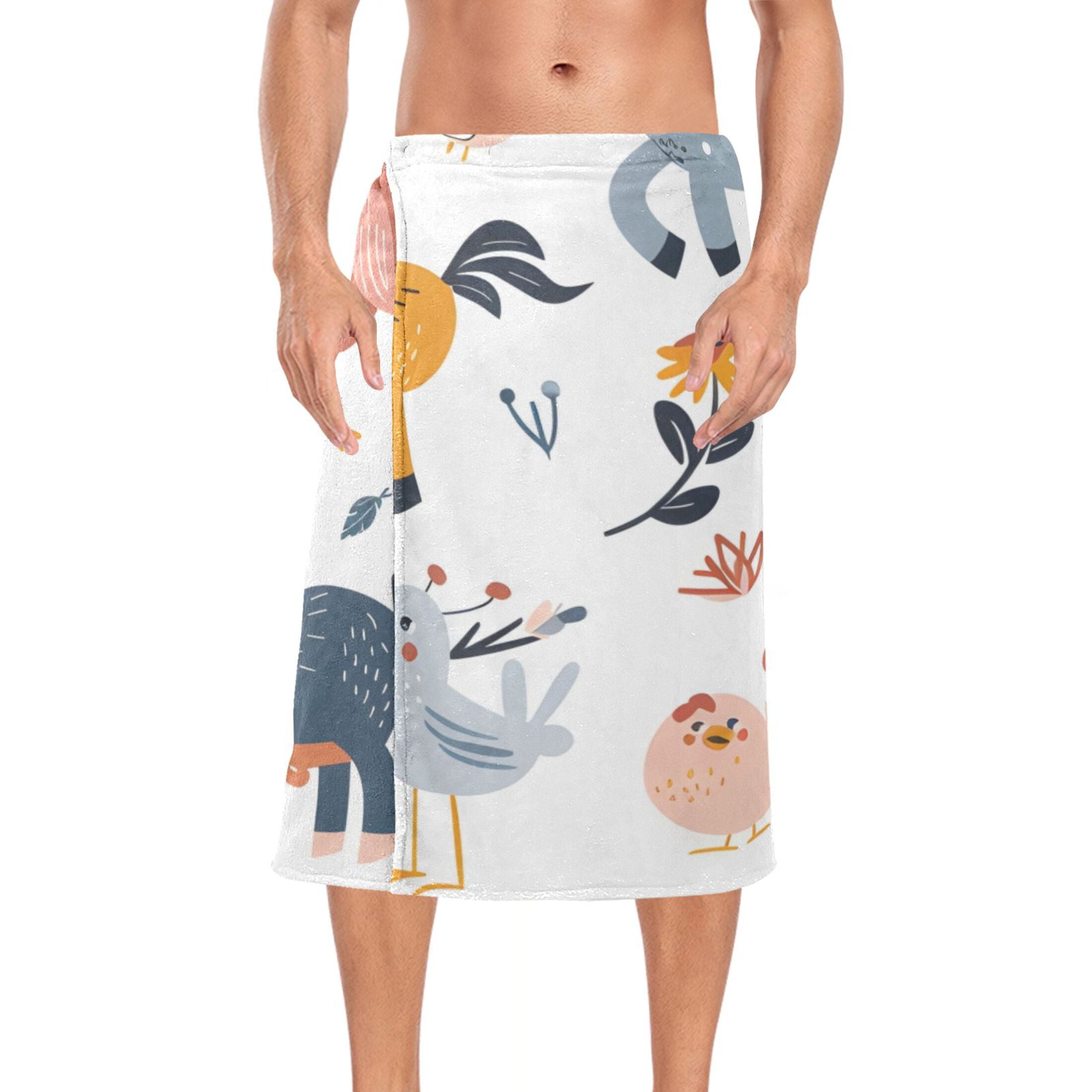 Mens Shower Wrap Adjustable Bath Wrap Towel 60”x28” Body Towels for Gym