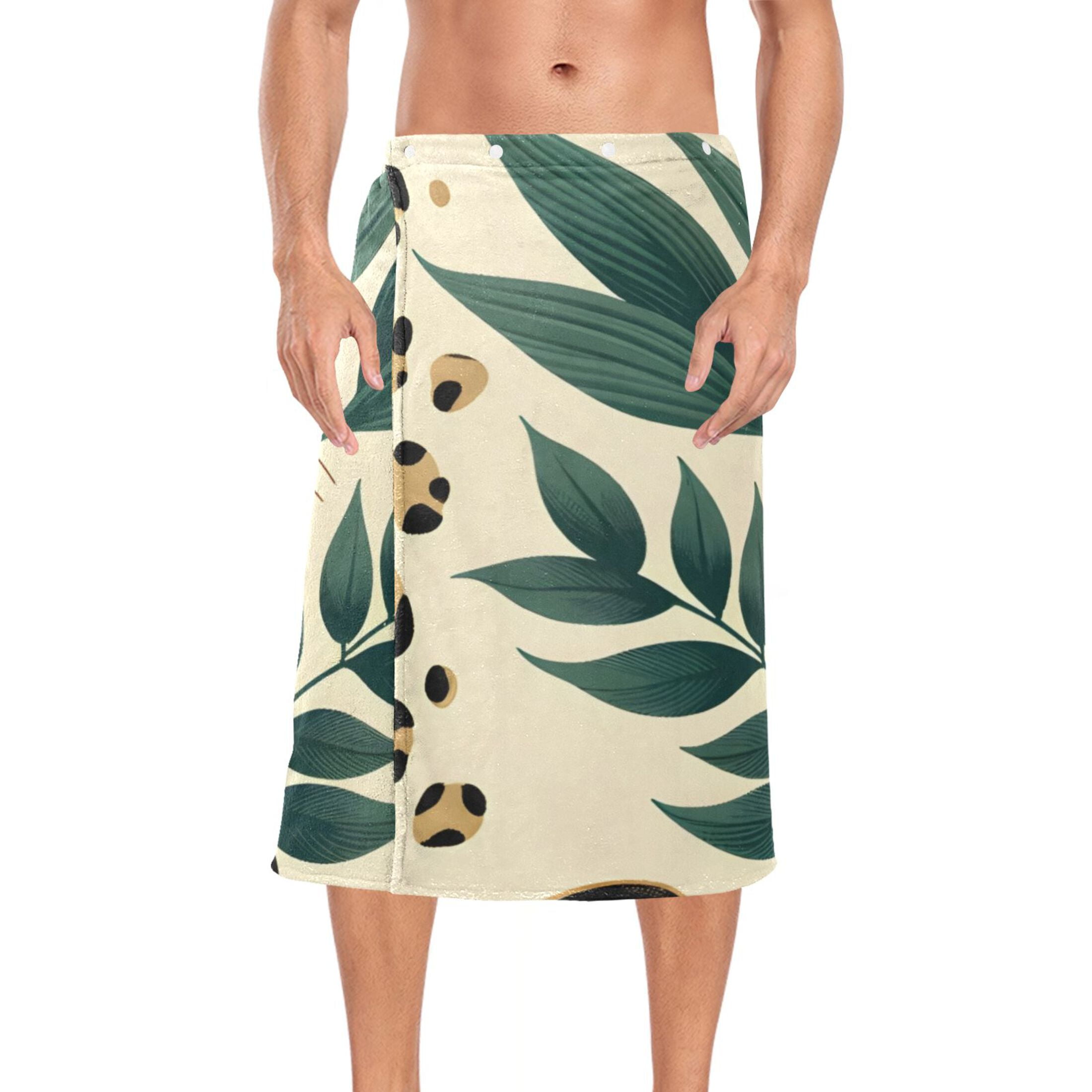 Mens Shower Wrap Adjustable Bath Wrap Towel 60”x28” Body Towels for Gym