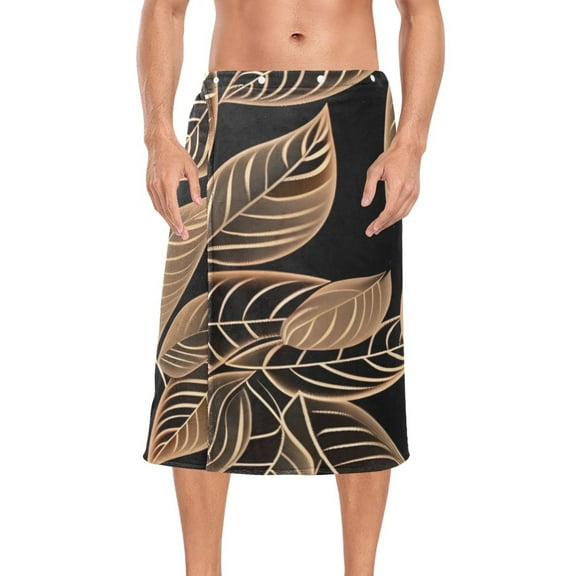 Mens Shower Wrap Adjustable Bath Wrap Towel 60x28 Body Towels for Gym Shower Sauna Spa Line Copper Leaves