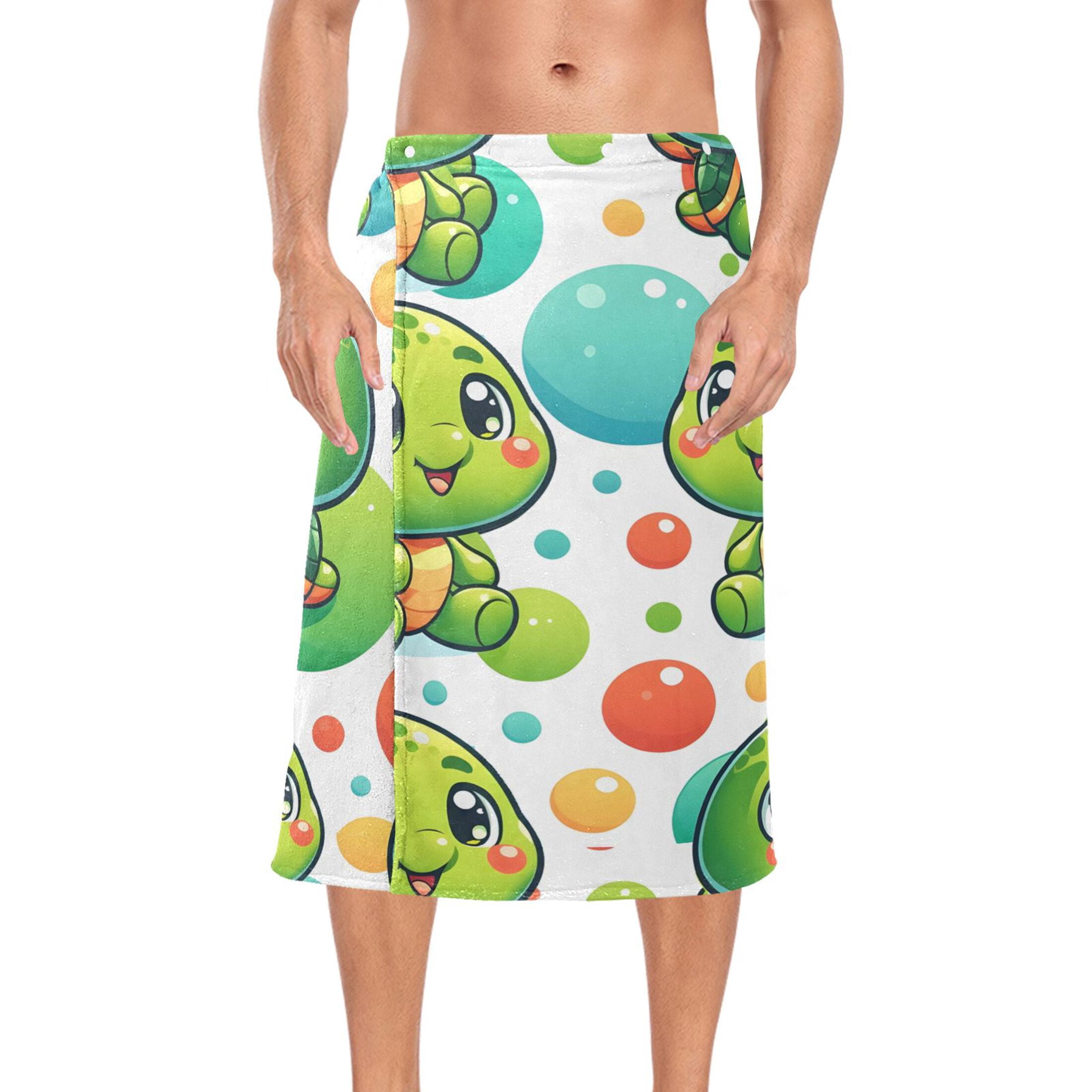 Mens Shower Wrap Adjustable Bath Wrap Towel Body Towels for Gym Shower Sauna Spa Baby Turtle and Ball 60x28