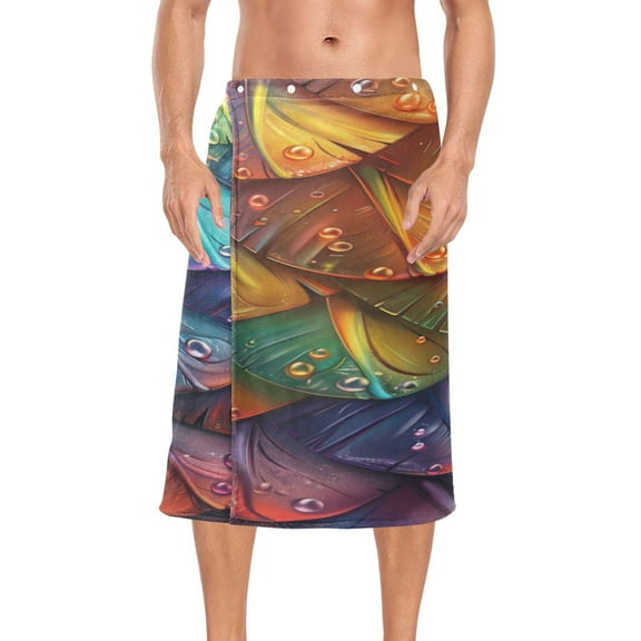Mens Shower Wrap Adjustable Bath Wrap Towel Body Towels for Gym Shower Sauna Spa Dragon Scales and Water Droplets 60x28