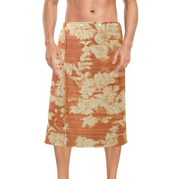 Mens Shower Wrap Adjustable Bath Wrap Towel Body Towels for Gym Shower Sauna Spa Vintage Flora Patterned 60x28