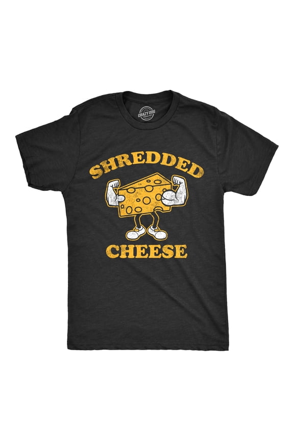 Mens Shredded Cheese T Shirt Funny Cheesy Buff Workout Joke Tee for Guys Graphic Tees