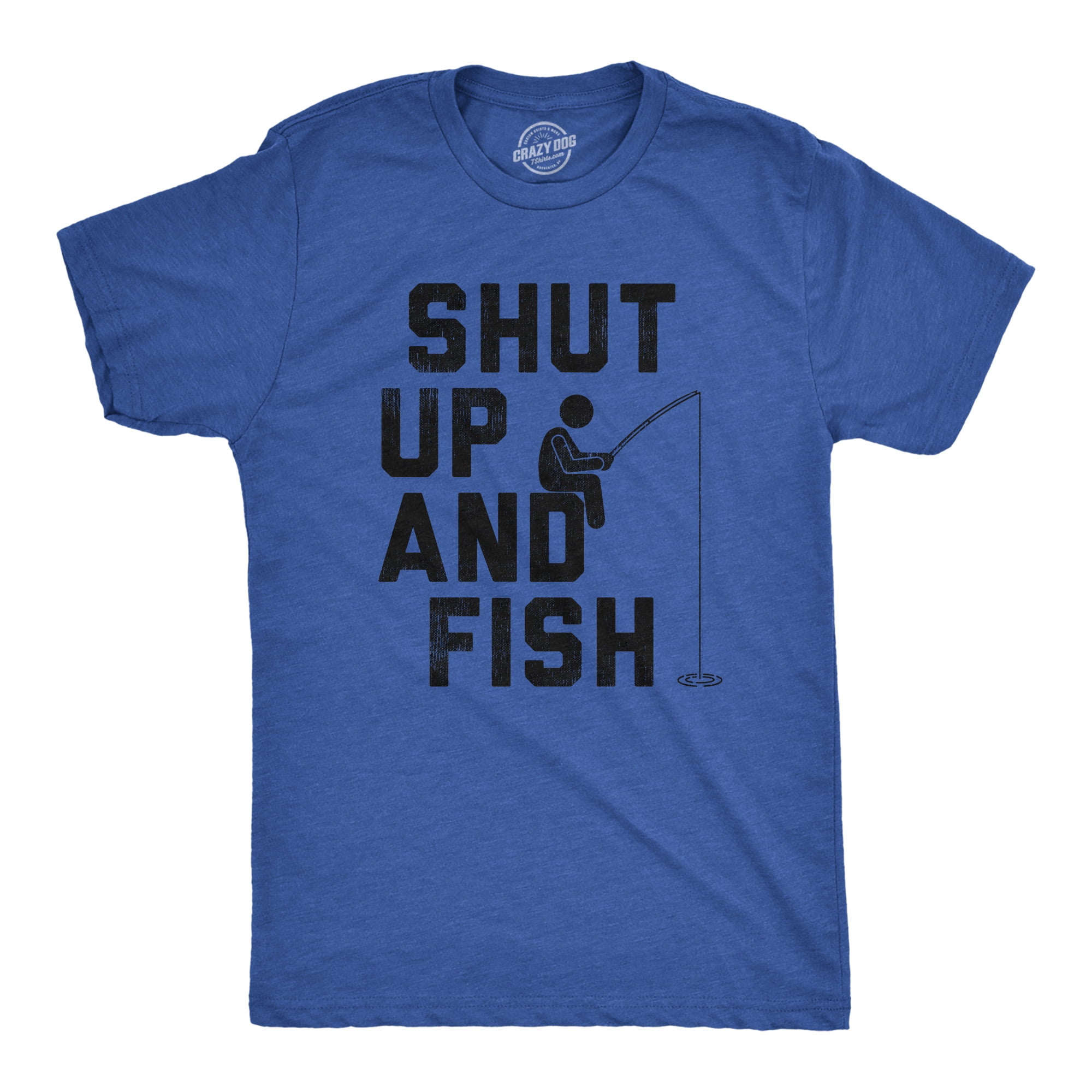 Mens Shut Up And Fish T Shirt Funny Fishing Lovers Fishermen Tee For