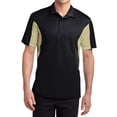 thumbnail image 1 of Mens Side Blocked Polyester Micropique Sport-Wick Polo Black/ Vegas Gold 6X-Large, 1 of 5