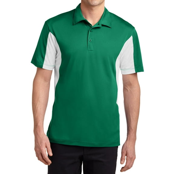 Mens Side Blocked Polyester Micropique Sport-Wick Polo Kelly Green/ White X-Small