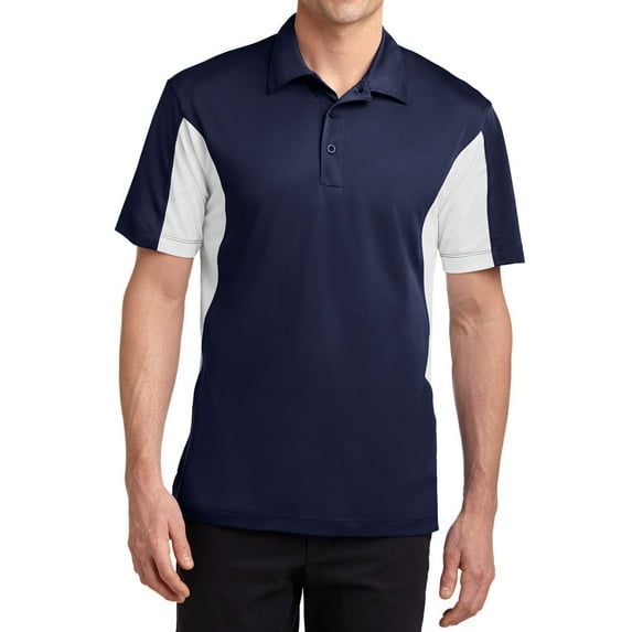 Mens Side Blocked Polyester Micropique Sport-Wick Polo True Navy/ White Small