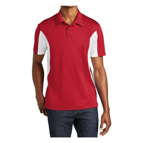 Mens Side Blocked Polyester Micropique Sport-Wick Polo True Red/ White X-Large
