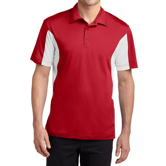 Mens Side Blocked Polyester Micropique Sport-Wick Polo True Red/ White X-Small