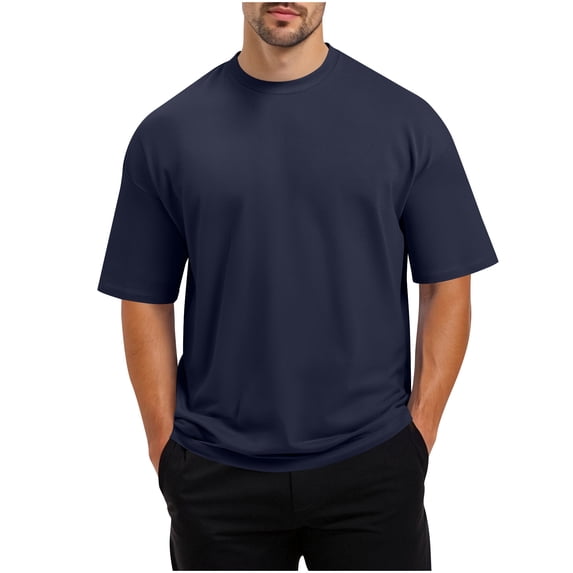 Mens Side Slit T-Shirts, Short Sleeve Shirts for Men Summer Casual Loose Fit Solid Color Crewneck Tees