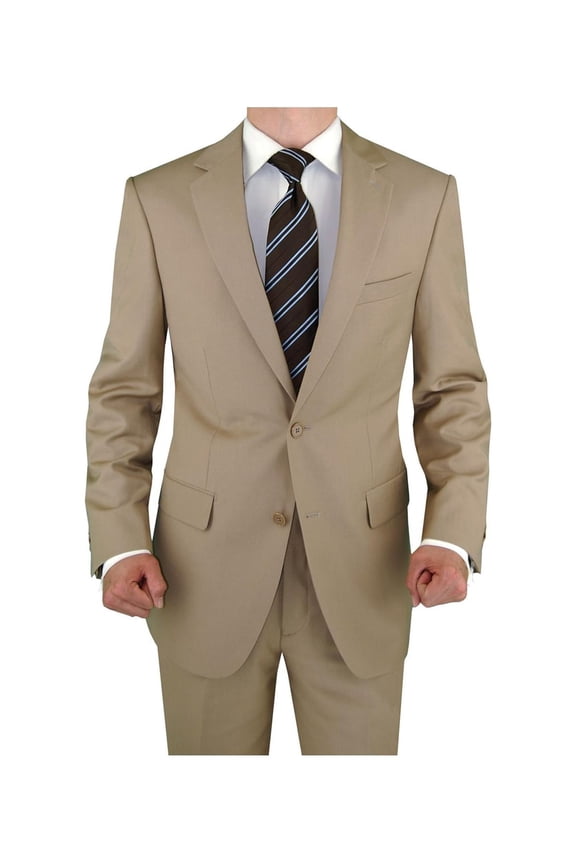 Mens Side Vent 2 Piece Beige Classic Fit Suit Salvatore