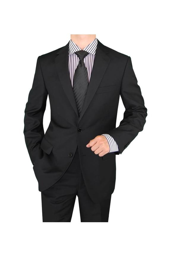 Mens Side Vent 2 Piece Black Classic Fit Suit Salvatore