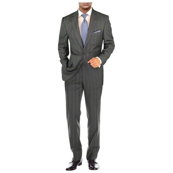 Mens Side Vent 2 Piece Gray Modern Fit Suit Salvatore Exte