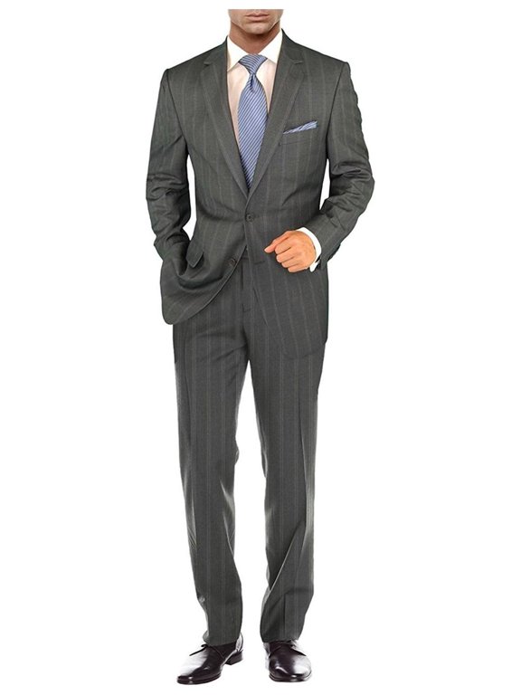 Mens Side Vent 2 Piece Gray Modern Fit Suit Salvatore Exte